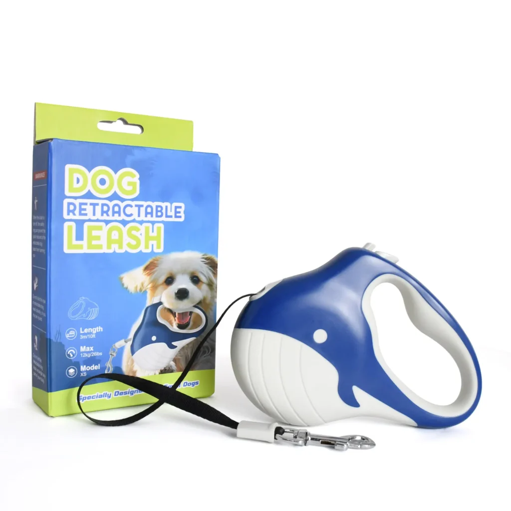 Cute little whale style retractable dog leash with durable cord for daily pet walking by Xianzhuo Tech