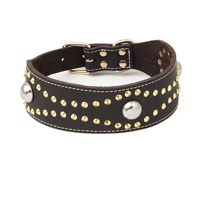 Durable protective spiked dog collar with heavy-duty design for added neck security and stylish look by Xianzhuo Tech