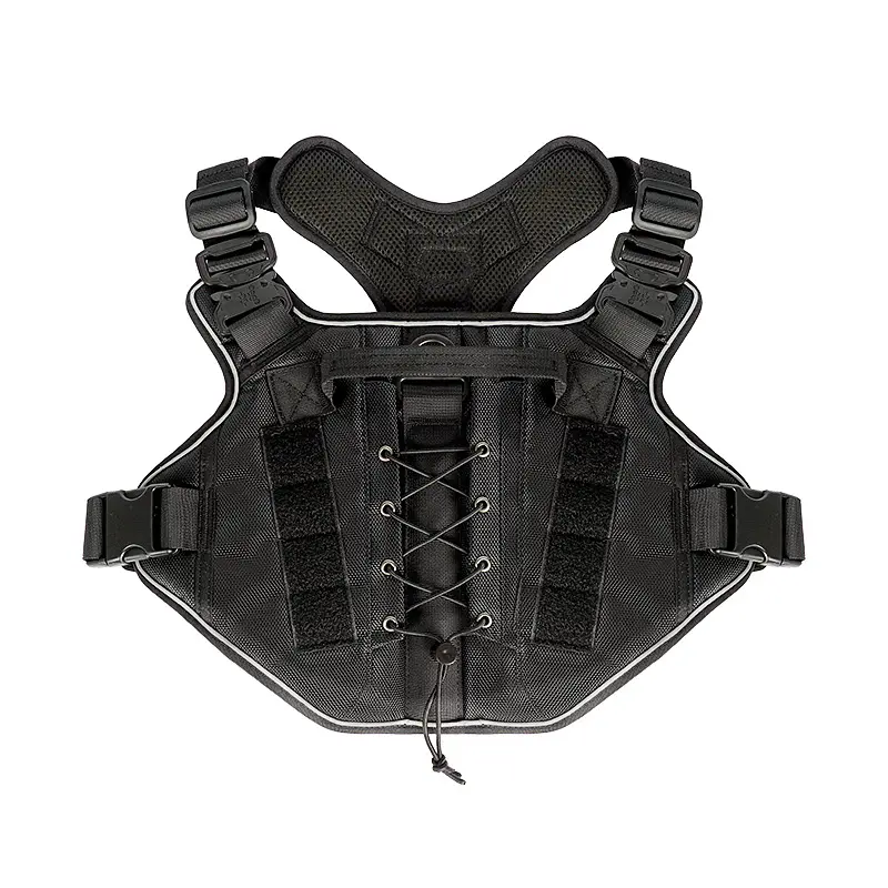Reflective tactical pet harness with high-visibility stitching for safe night walking and training for large dogs by Xianzhuo Tech