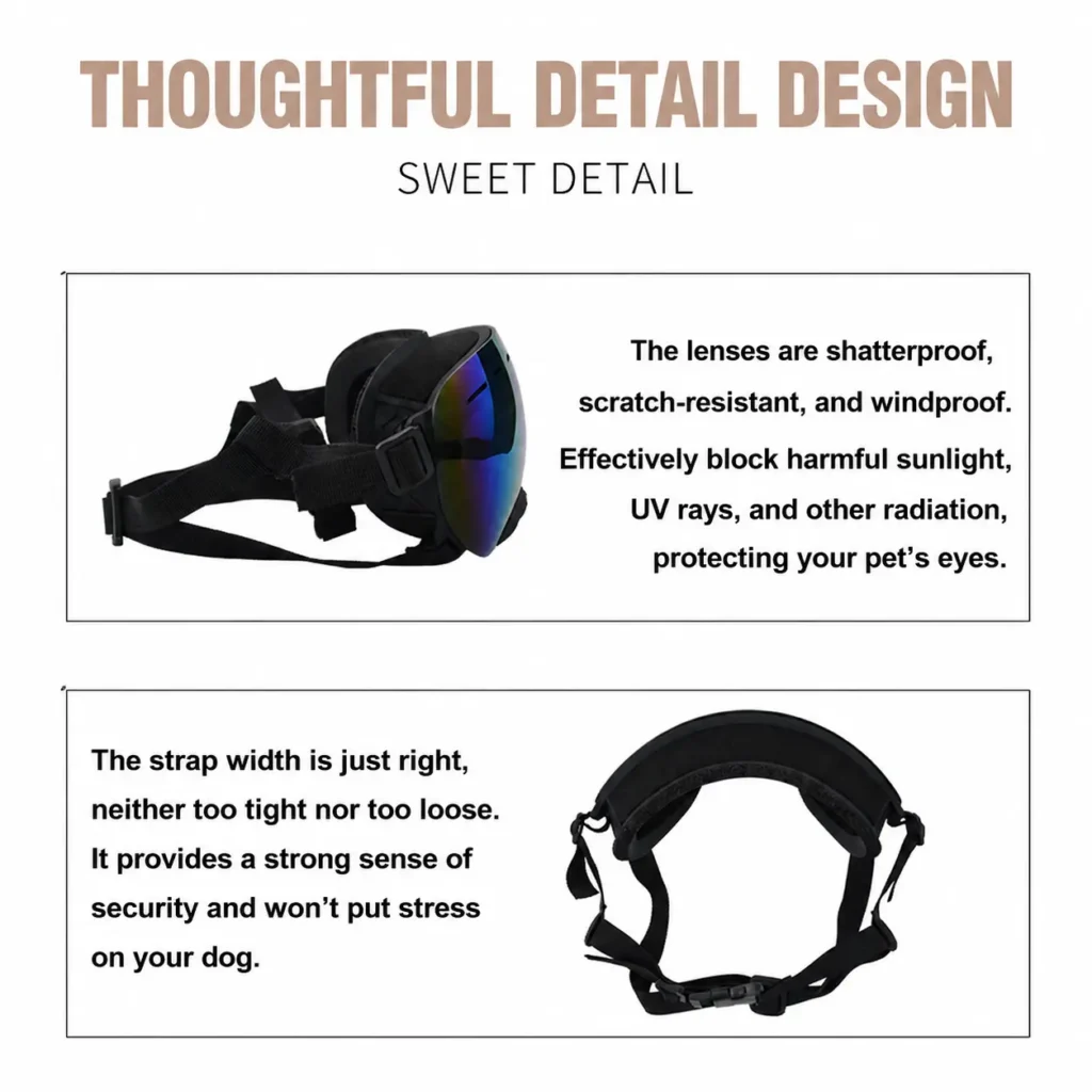 Tactical and working dog goggles with shatterproof UV400 protection lenses