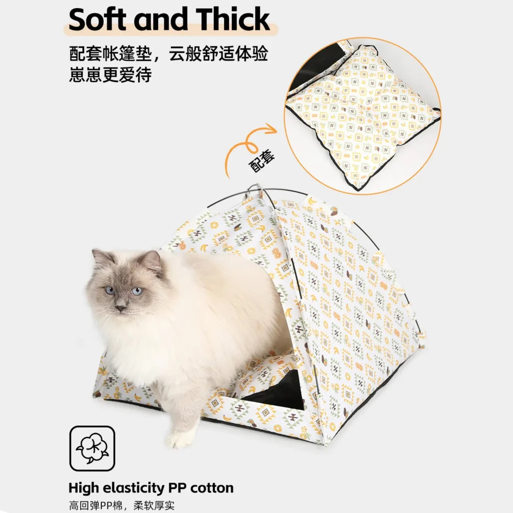 The pop-up pet tent features thermal insulation.