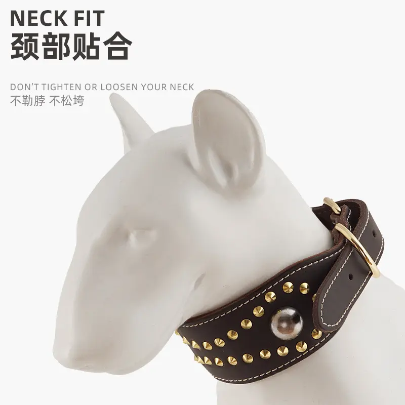 Premium Genuine Leather Dog Collar with Protective Features