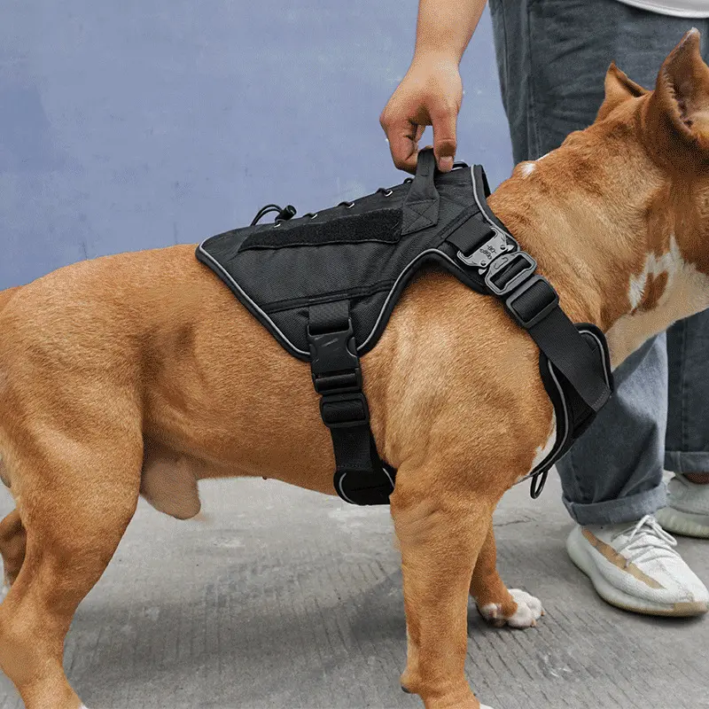 Reflective nylon tactical harness for medium to large dogs