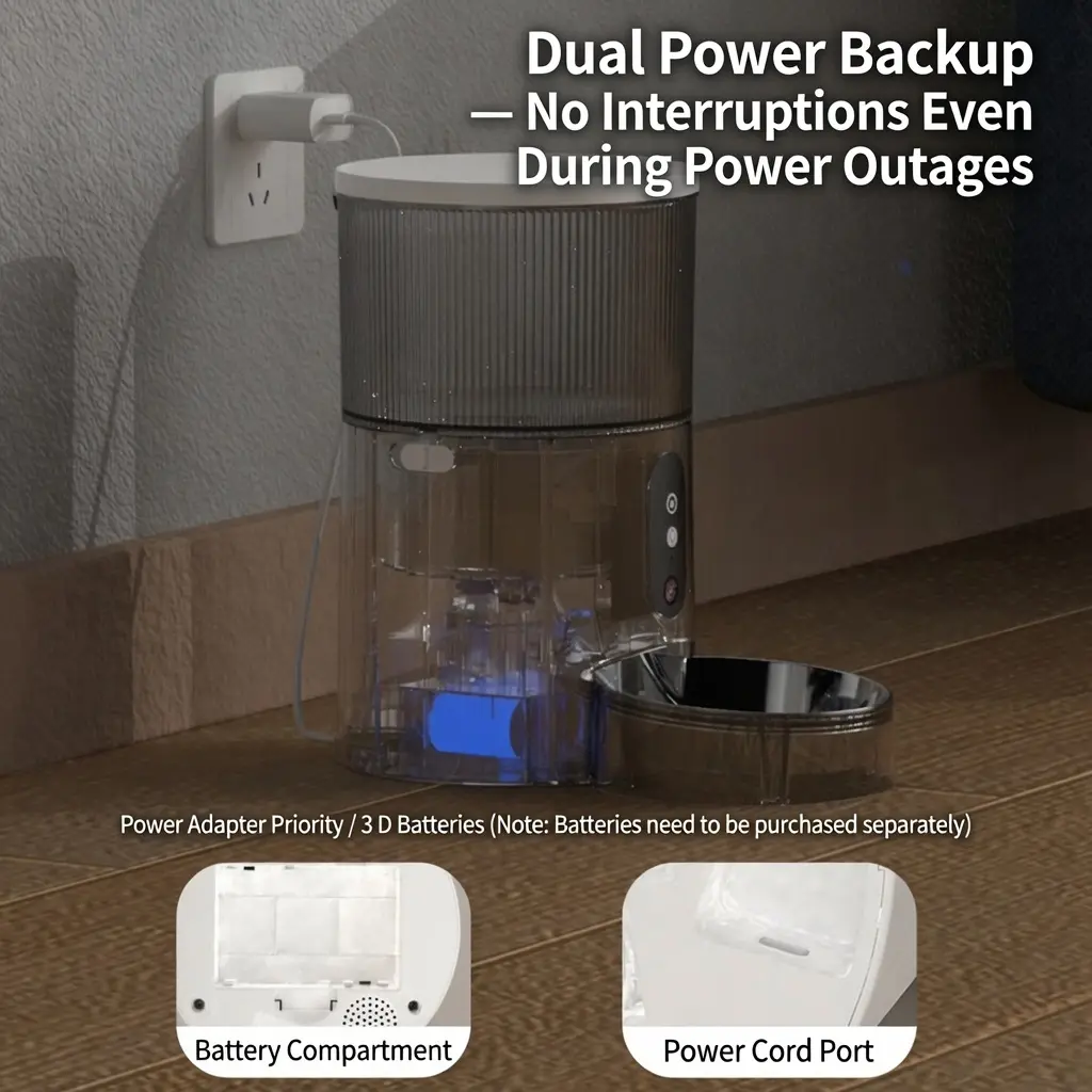 Smart Pet Feeder Dual Power Supply System