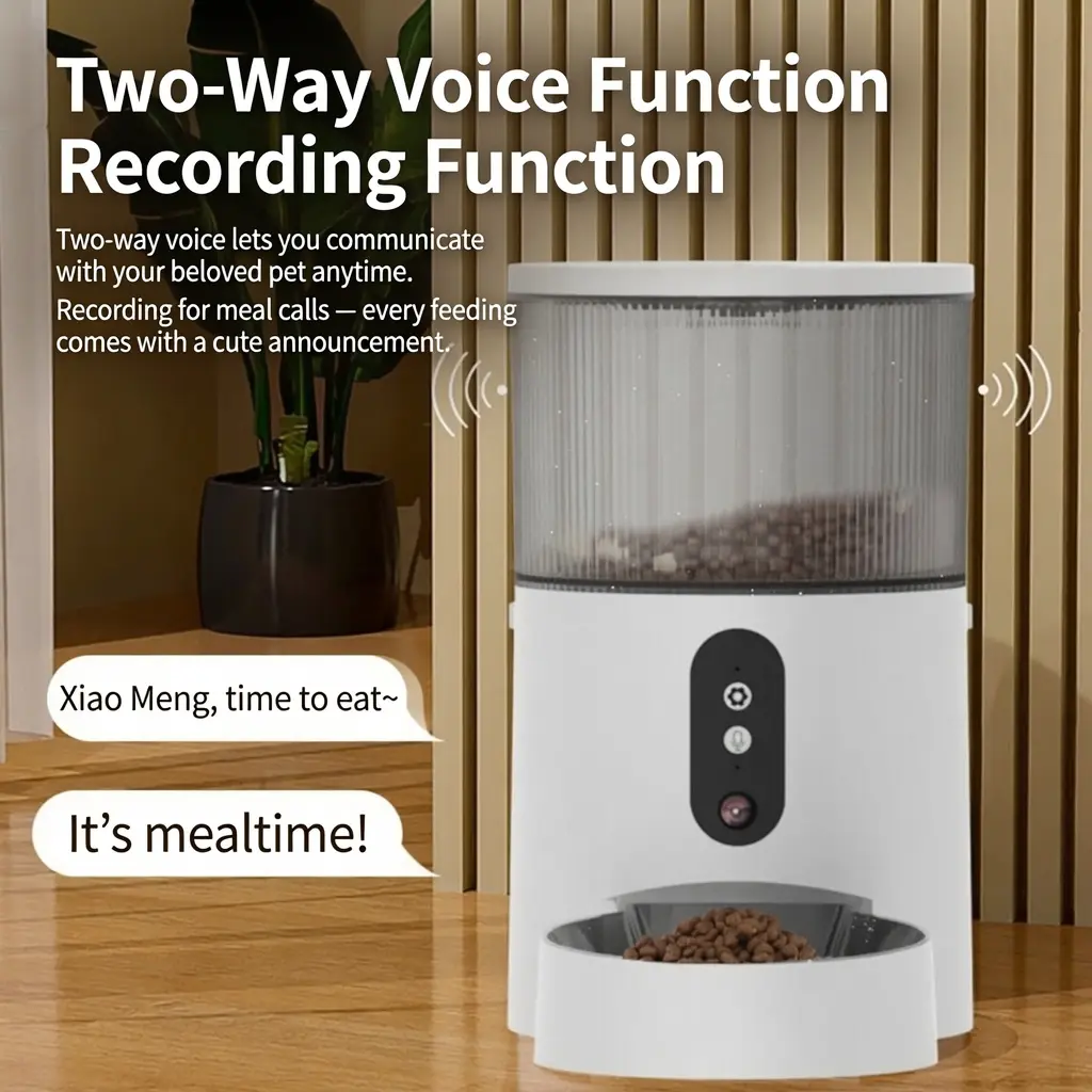 Smart pet feeder with two-way audio recording