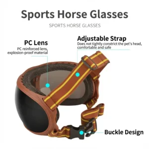 Sports Horse Goggles with PC Lens and Adjustable Strap for Outdoor Protection